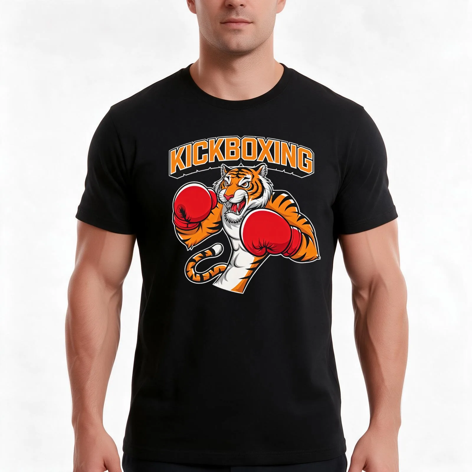 Funny Kickboxing Tiger T-Shirt, Summer Casual Cotton Tee, Oversized Streetwear Tops, Vintage Graphic Print, Unisex Men Women