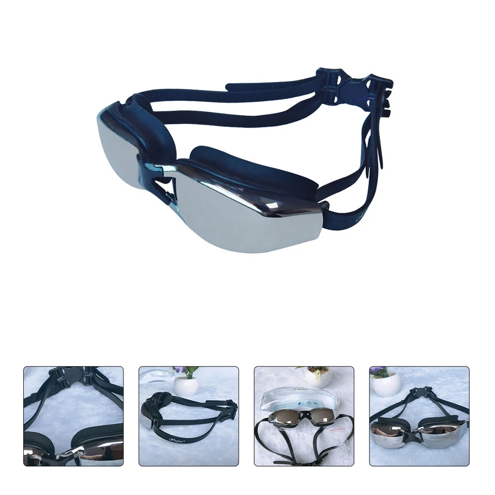 近視水泳ゴーグル防曇防水大型フレームノンスリップ調整可能な広角水泳