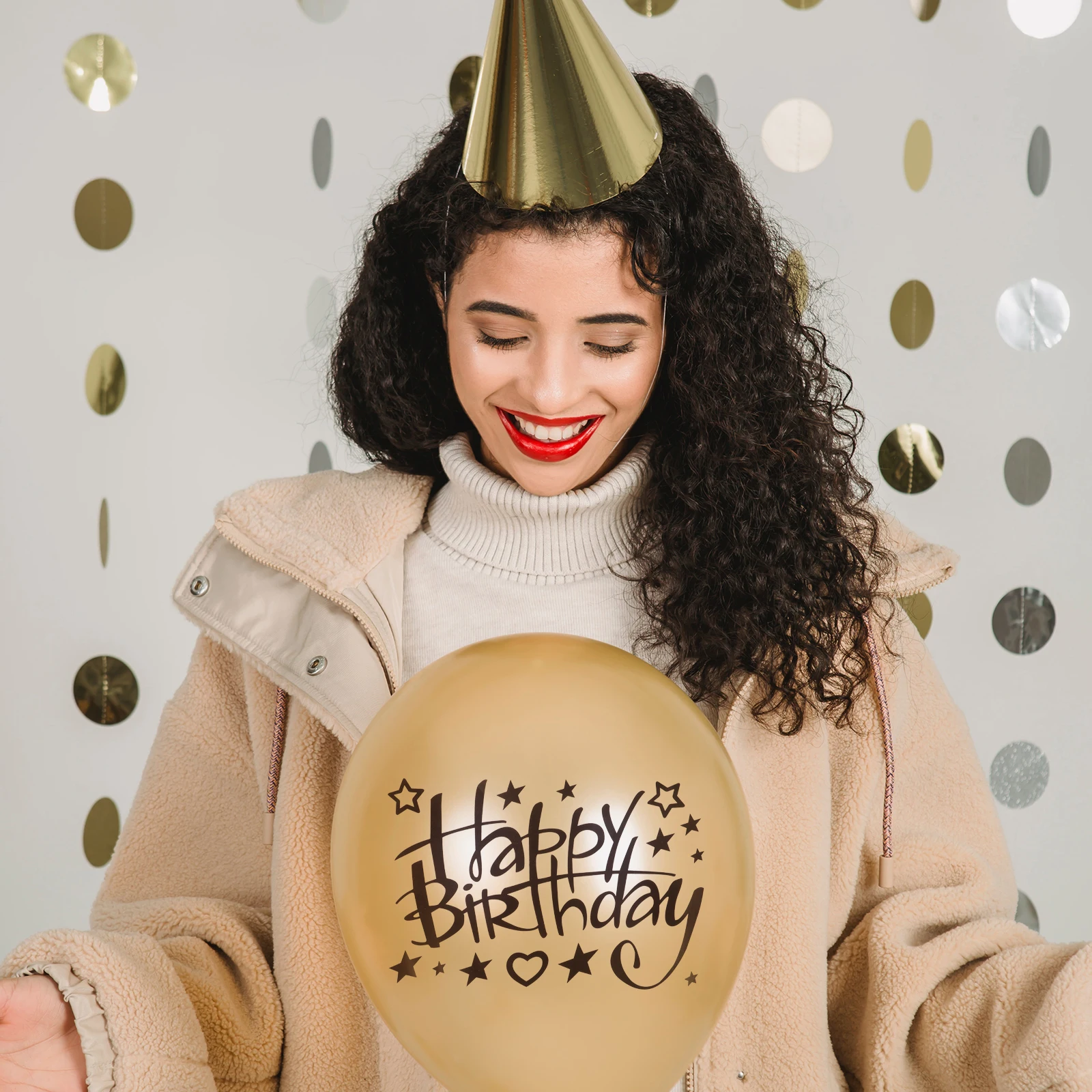 

5 Pcs Birthday Stickers Balloon Decoration Party Supplies Red Happy Birthday Wall Window Decals Home