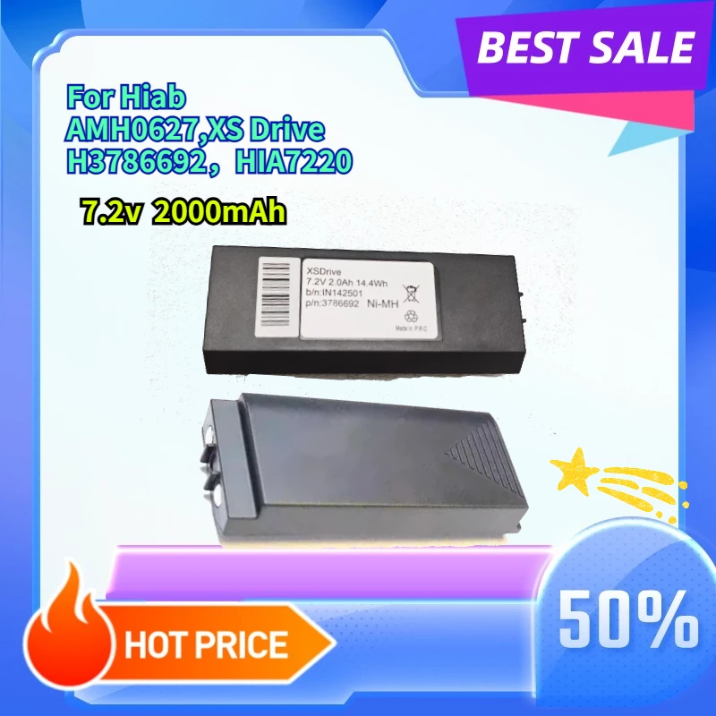 High quality 2000mAh 7.2v For Hiab AMH0627,AX-HI6692 XS Drive H3786692, H3796692，HIA7220 batteries and chargers
