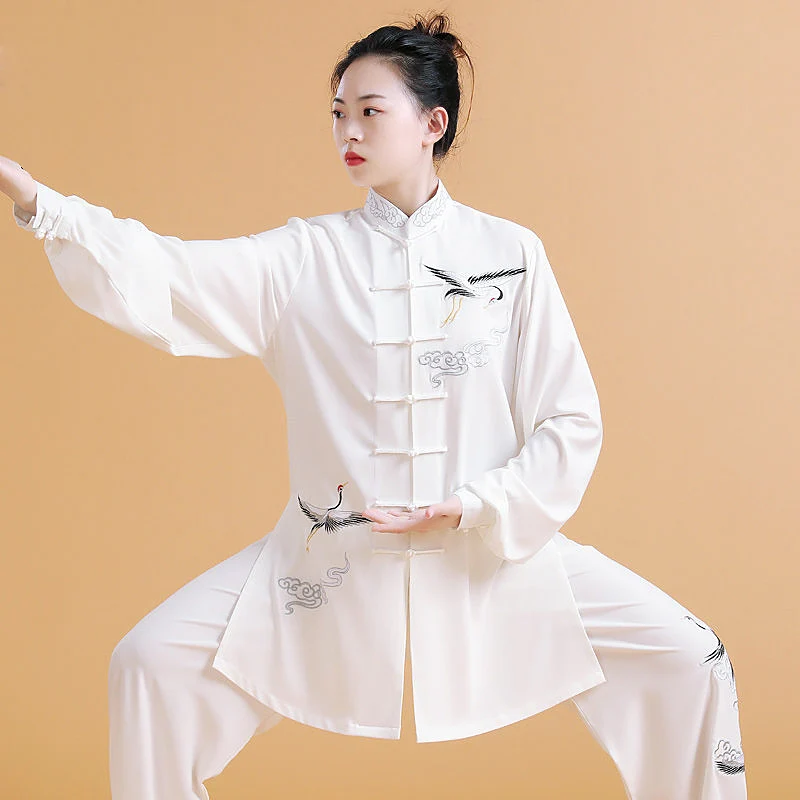 Women's Summer Lightweight Pearl Cotton Tai Chi Uniform - Embroidered Chinese Style Martial Arts Performance Outfit (Unisex)