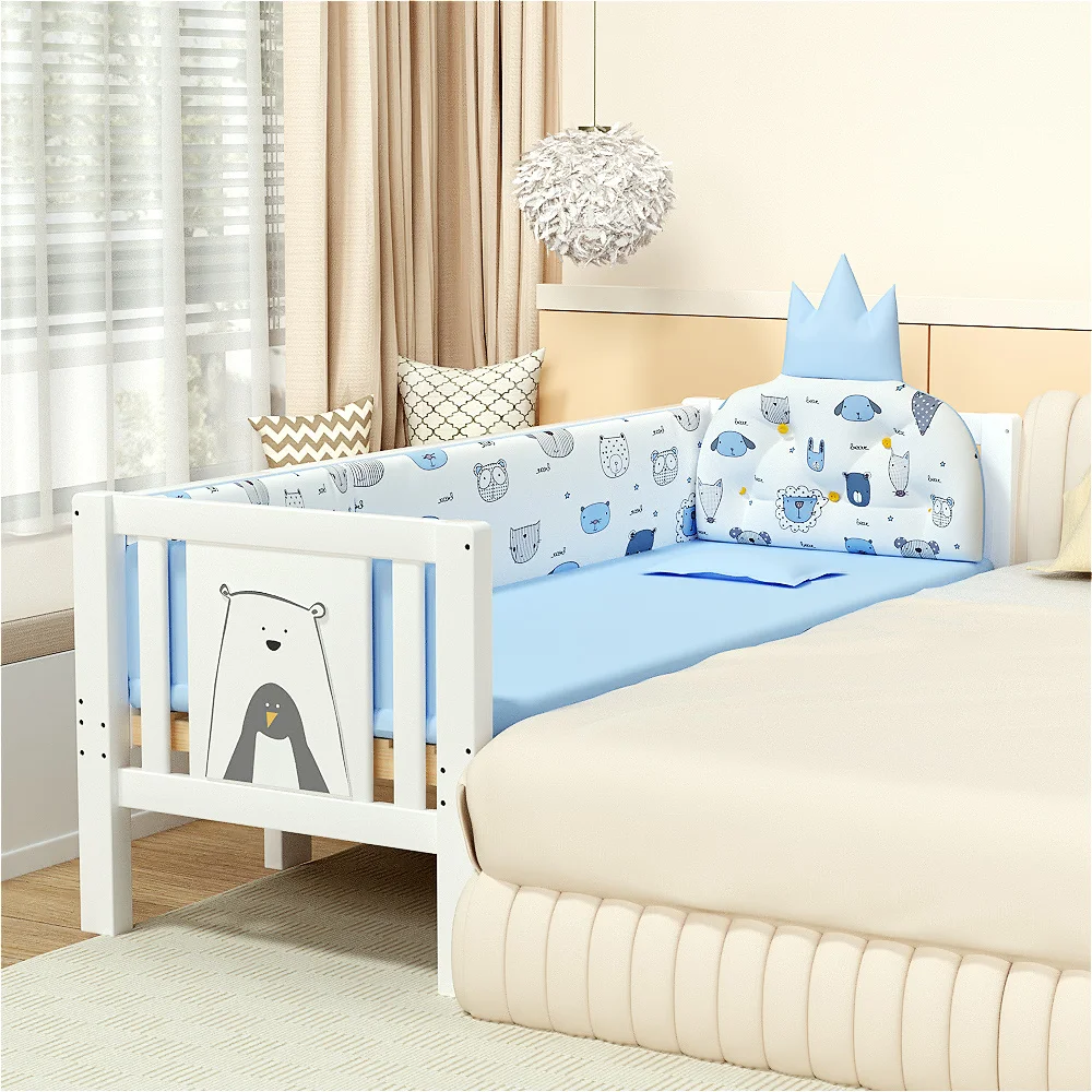 

2024 European Style White Wooden Children Beds Kid's Bedroom Furniture Solid Wood Kids Bed for 0-15 Years Old