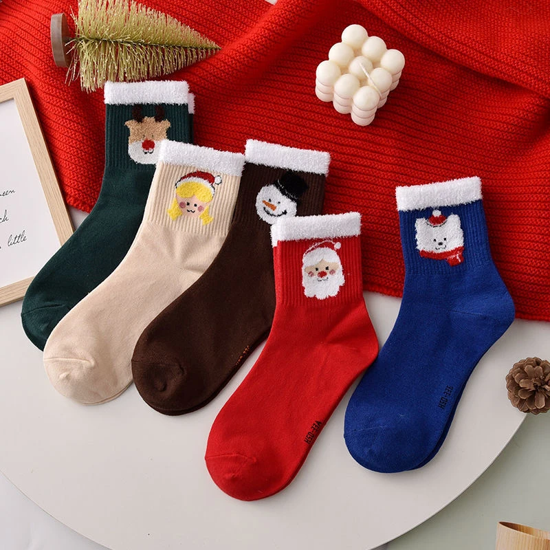 Christmas Socks Autumn And Winter Cute Mid Tube Socks New Year Cartoon Tide Japanese Primitive Year