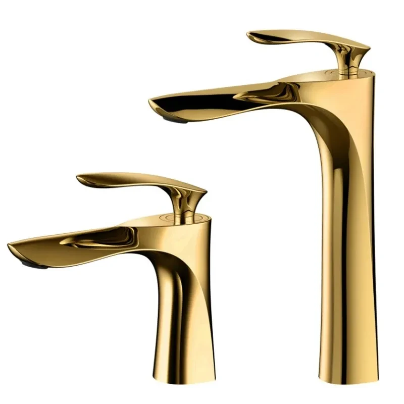 

Luxury Gold Faucet Brass Deck Mounted Waterfall Wash Basin Faucet Hot And Cold Water Faucet Bathroom Vanity Mixer Single Handle