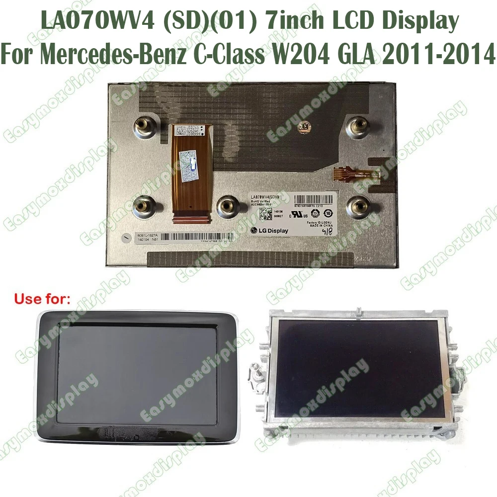 

LA070WV4 (SD)(01) 7inch LCD Display For Mercedes-Benz C-Class W204 GLA 2011-2014 Car GPS Navigation Screen Replacement