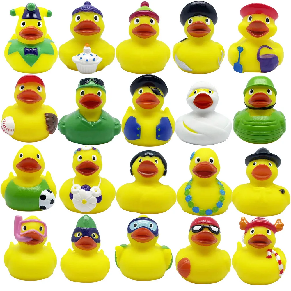 10-50pcsRubber Ducks Creative Cute Sports Duck Toys Bath Toys Rubber Ducks Summer Beach Pool Activity Floating Ducks Birthday Gi