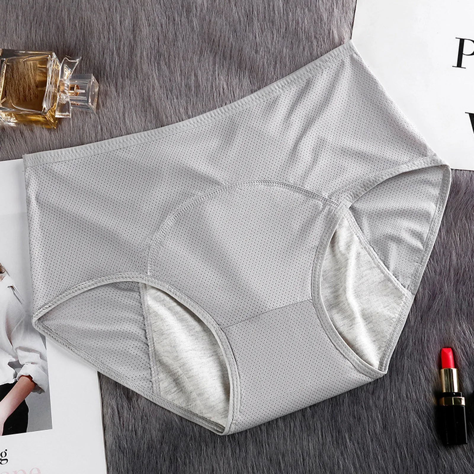 تغطية كاملة سراويل مضادة للتسرب للنساء ، ملابس داخلية مريحة جيدة التهوية ، ملخصات عالية الخصر ، سراويل داخلية كبيرة الحجم للحيض