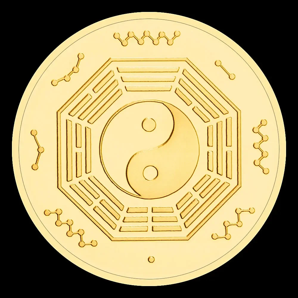 Four Mythical Creatures of Ancient Times Azure Dragon Collectible Coin Gold Plated Eight Trigrams of The Chinese Zodiac Souvenir