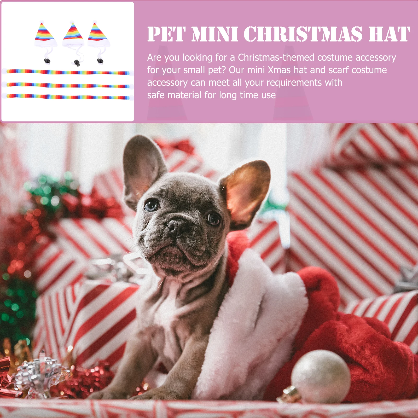 

Christmas Hat and Scarf Set Pet Headdress Party for Dog Santa Mini Scarves