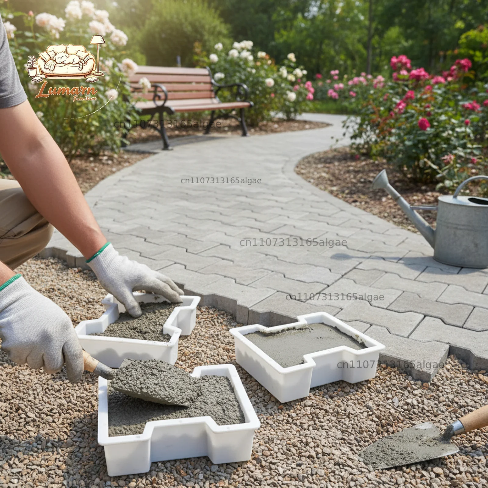 Cement Garden Decoration Mold Route Maker Model Pathway DIY Tool for Outdoor Patio Floor Tile Making