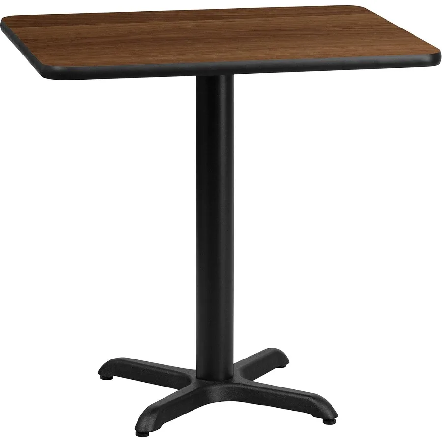 Graniss 24'' x 30'' Rectangular Walnut Laminate Table Top with 22'' x 22'' Table Height Base