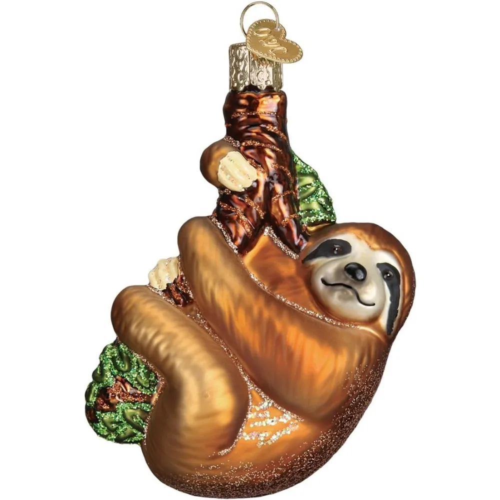 

Рождественские украшения Old World: коллекция животных, выдувные стеклянные украшения для рождественской елки, ленивца