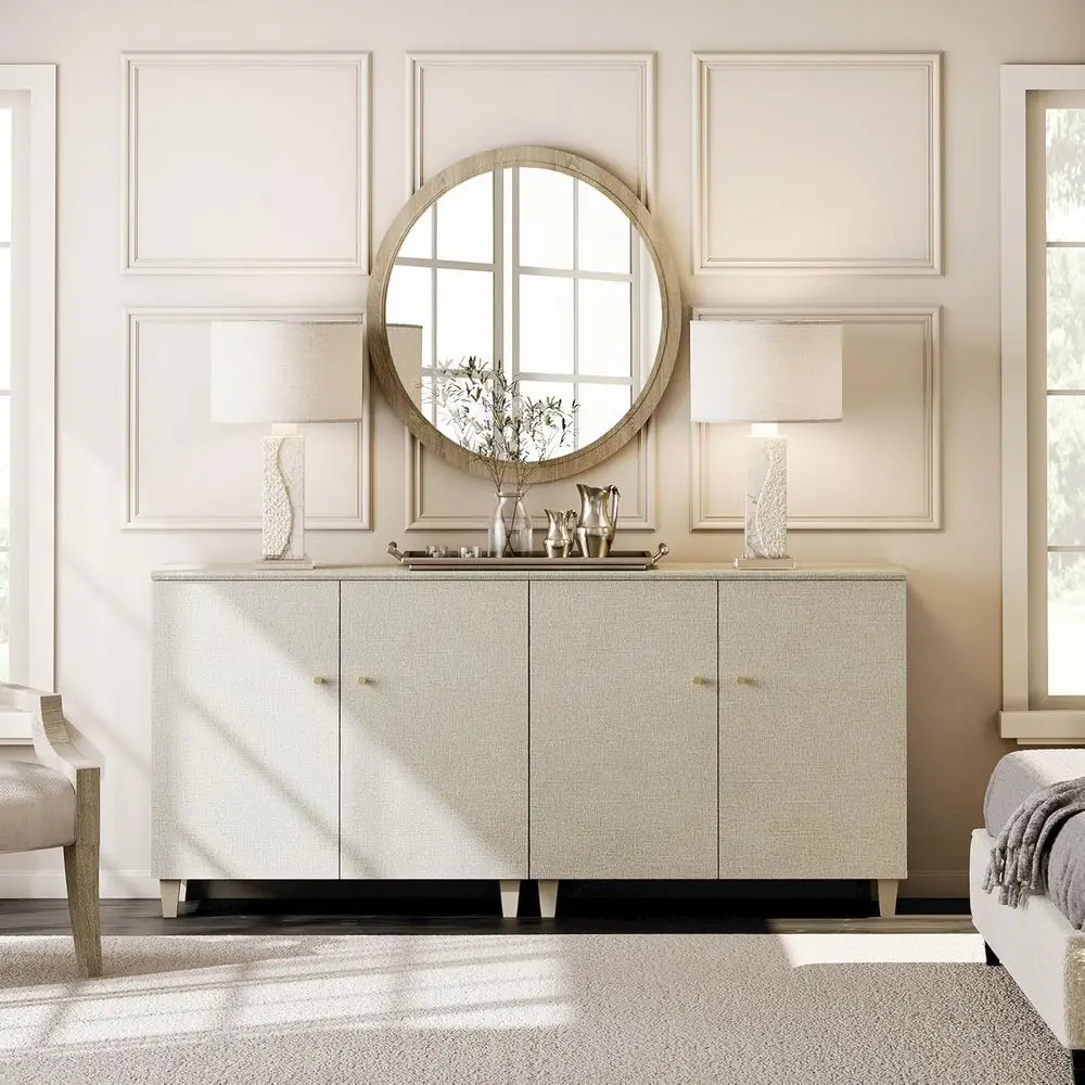 

Двухфункциональный бежевый деревянный комод с 6 ящиками для детской комнаты, 70,8 см, с льняной текстурой