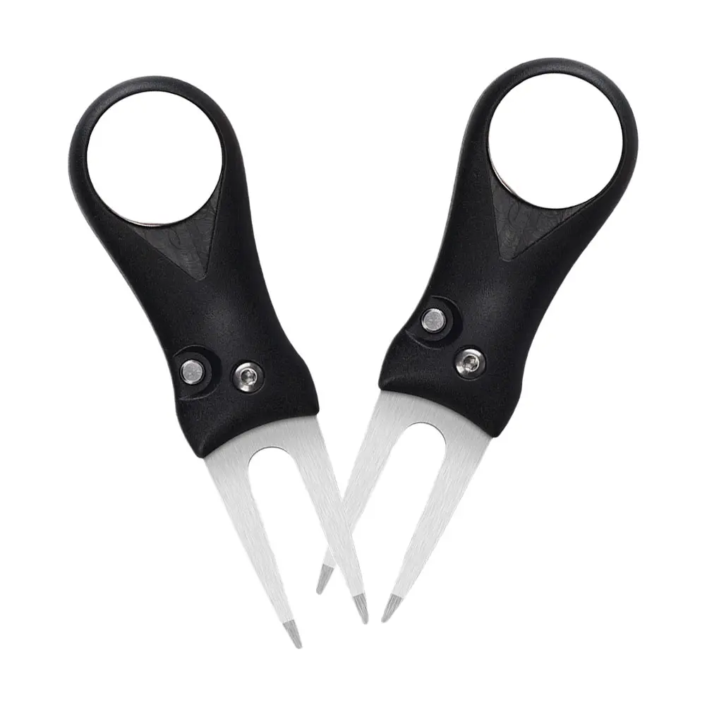 

2 Pcs Golf Green Fork ABS H Metal Repair Tool Foldable Plastic Divot Golfs Grass Fork Durable Portable Gift