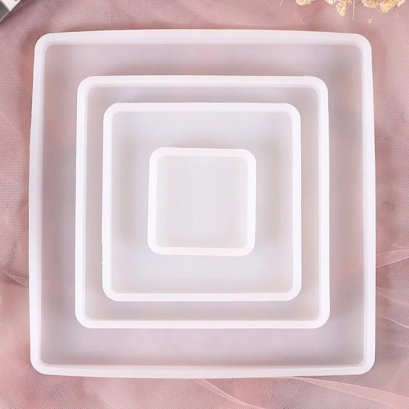 Square Silicone Casting Epoxy Molds For DIY Resin Tray Coaster Uv Epoxy Jewelry Findings Tools Moulds Handmade Craft Making