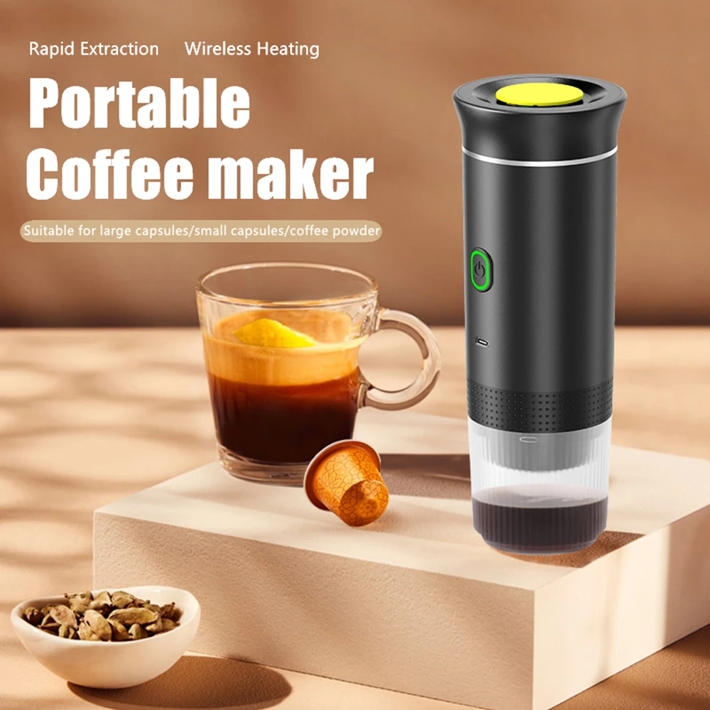 Portable 3-in-1 Wireless Electric Espresso Coffee Machine for Car & Home Camping Coffee Maker Capsule Powder Travel Coffee Maker