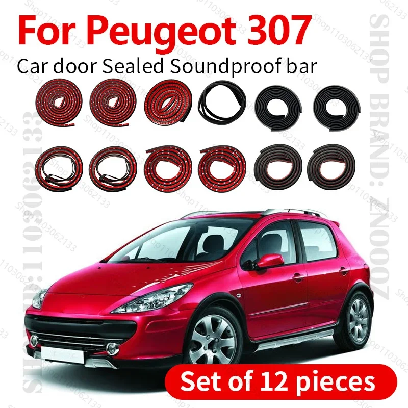 

For Peugeot 307 T3 Car Door Seal Strip Rubber Double Layer Sealing Protector Soundproof Strip Dustproof Seal Strip 12PCS Set