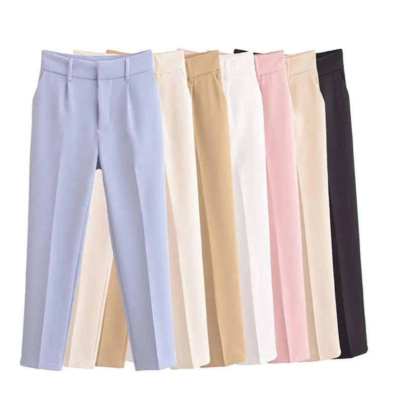 Solid Color All-Match Women's Suit Pants Casual Simple Office Occupation Lady Pencil Trousers High Waist Slimming Long Pants