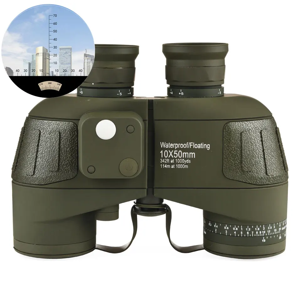 Binoculars 10x50 Professional Marine Waterproof Compass Rangefinder For Hunting Telescope High Power Night Vision