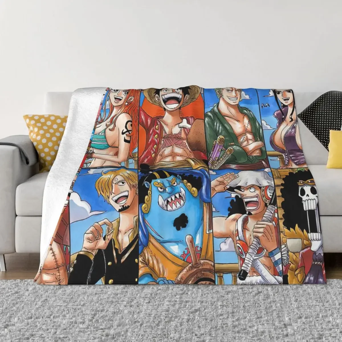 

Japanese Anime Collage Knitted Blankets Fleece Japan Manga Lightweight Thin Throw Blankets for Airplane Travel Bedspread