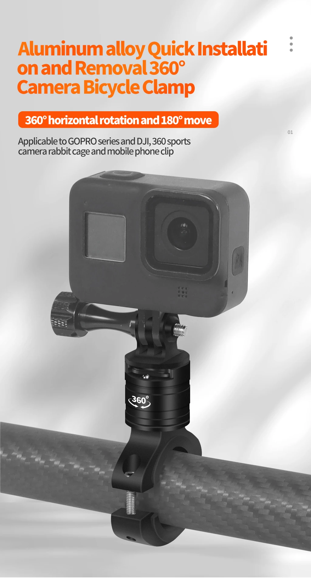 360 drehbarer Fahrrad kamera halter Schnell verschluss Split Mount Lenker klemme Motorrad halterung für Gopro Hero 13 12 11 Dji Action 4 – Detail 2
