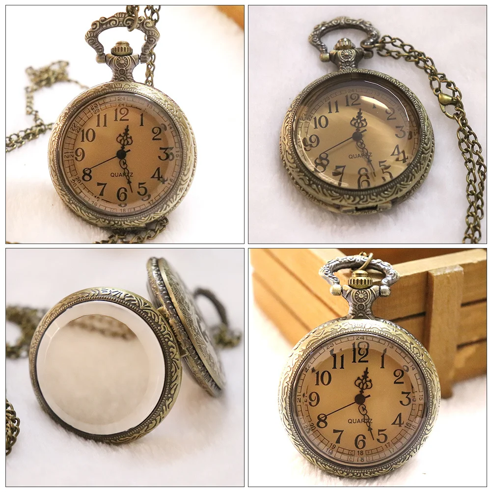 

1 pc Vintage Pocket Watch Retro Clamshell Design Big Numbers Easy Read Hanging Watch For Men Women Gift