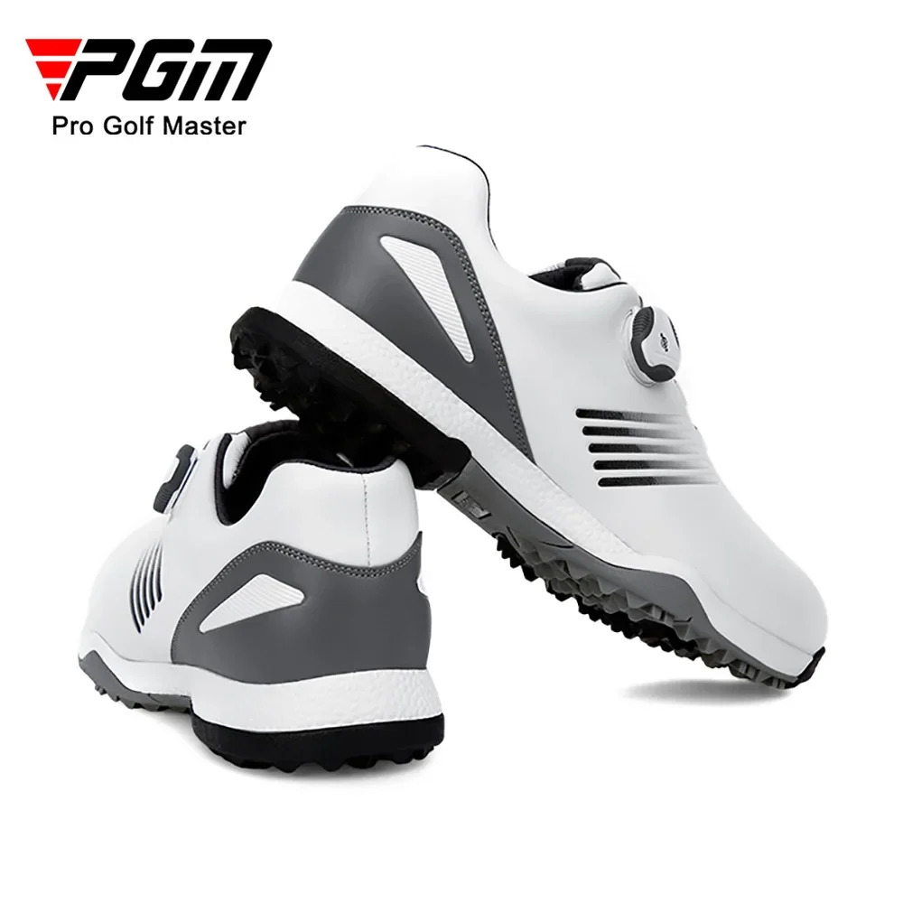 PGM Golf Shoes Mens Comfortable Knob Buckle Golf Men\'S Shoes Waterproof Genuine Leather Sneakers Spikes Nail Non-Slip XZ152