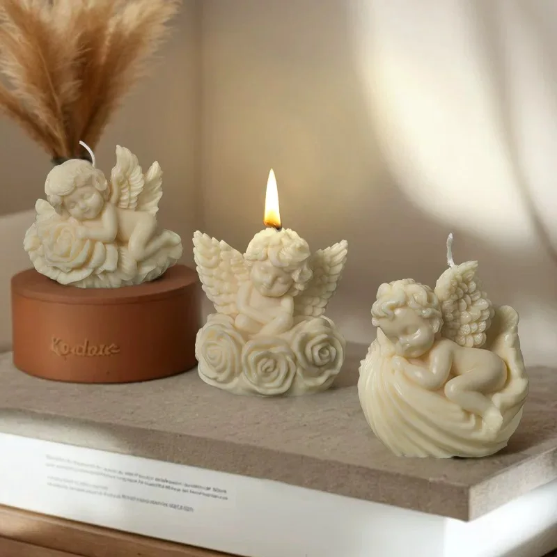 

Valentine's Day scene rose angel scented candle silicone mold shell angel scented gypsum silicone mold