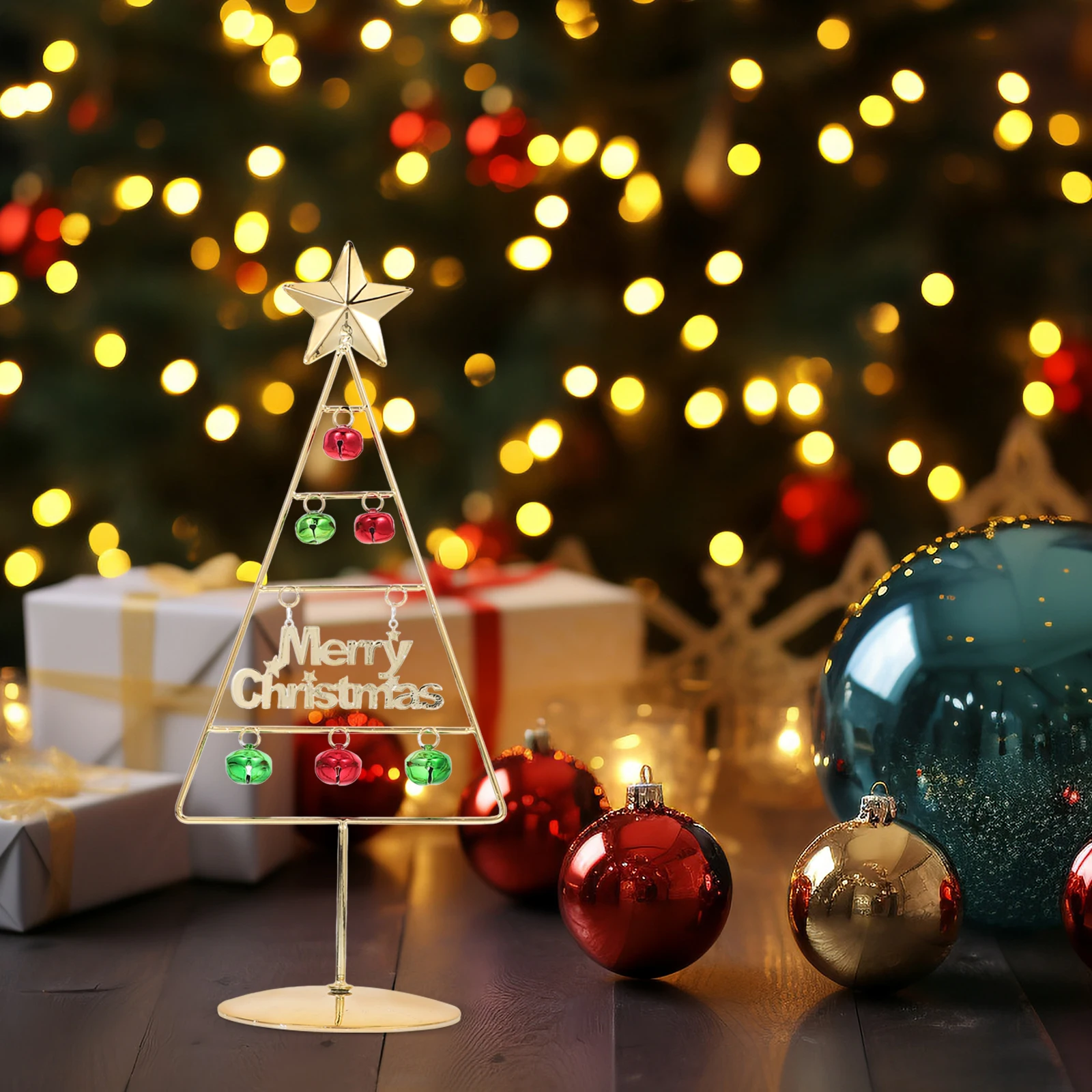 

Frosted Desktop Christmas Tree Work Decorations Table Centerpieces Iron Decorate