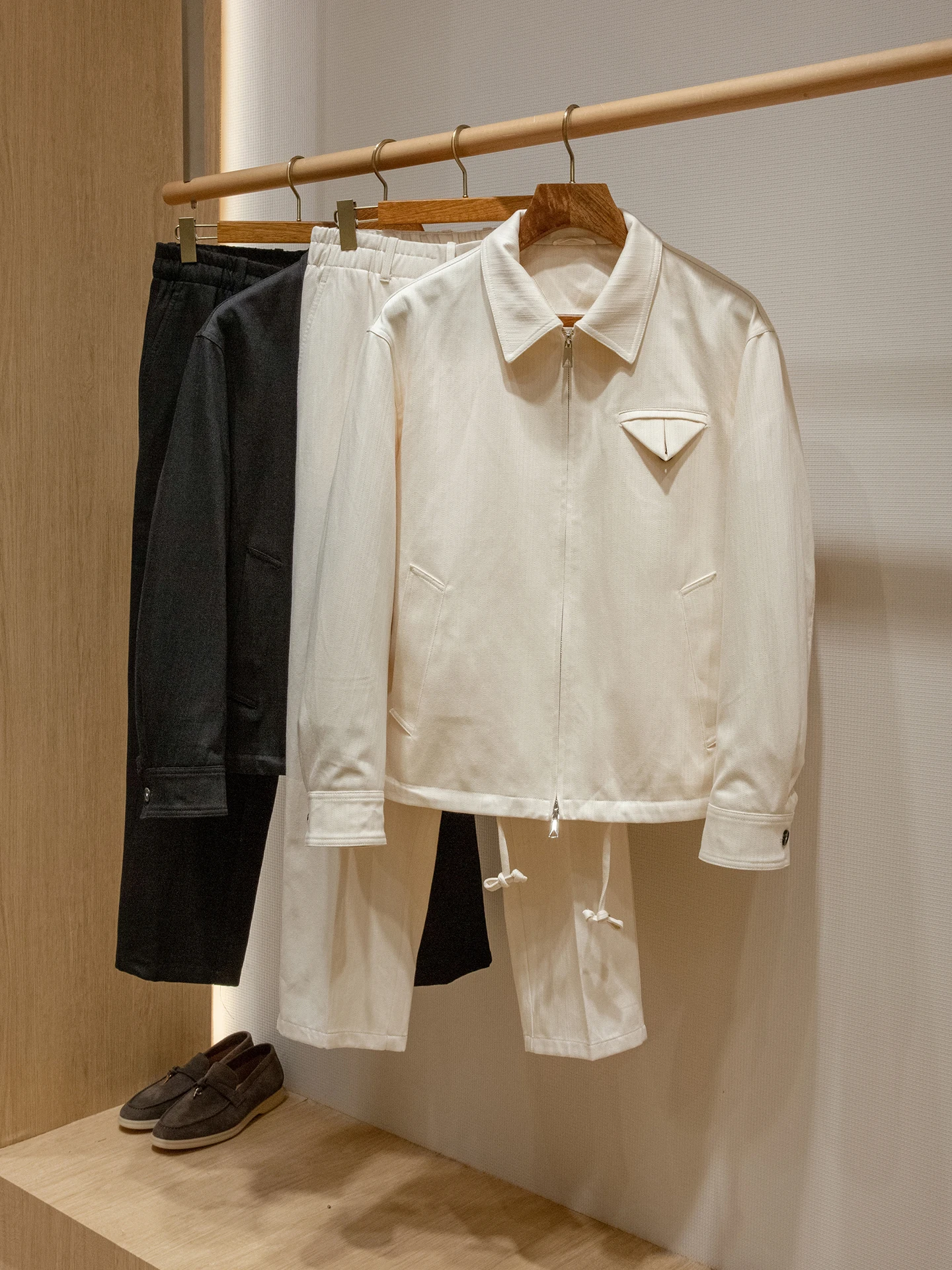 

Organic Cotton Blend Casual Jaet Collared Outerwear for Men Youth Loose Fit Long Sve Zipper Closure Autumn Wear