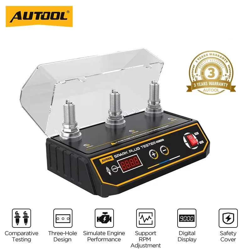

AUTOOL SPT301 Car Spark Plug Tester Ignition Testers Ignition 3-Hole Spark Plug Flashover Analyzer Tool 220V Automotive Tool