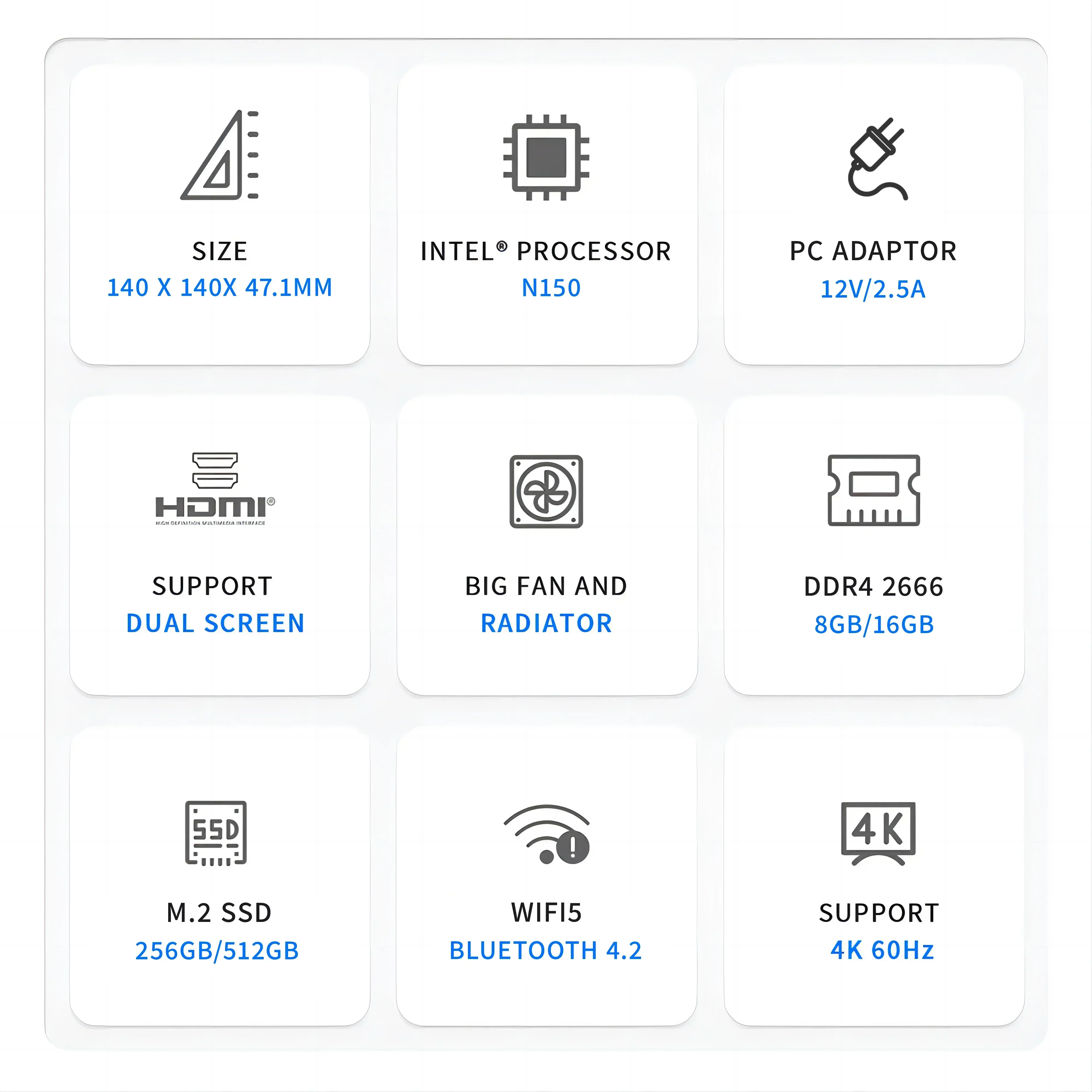 New! FIREBAT AK2 PLUS MiniPC Intel N150 N100 Dual Band WiFi5 BT4.2 16GB 512GB Desktop Gaming Computer Mini PC Gamer