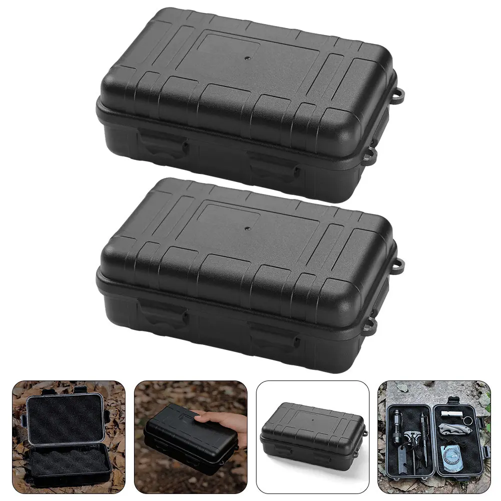 

2Pcs Portable Survival Container Shockproof Sealed Weatherproof Outdoor Tool Case for Adventurer Camping Hiking