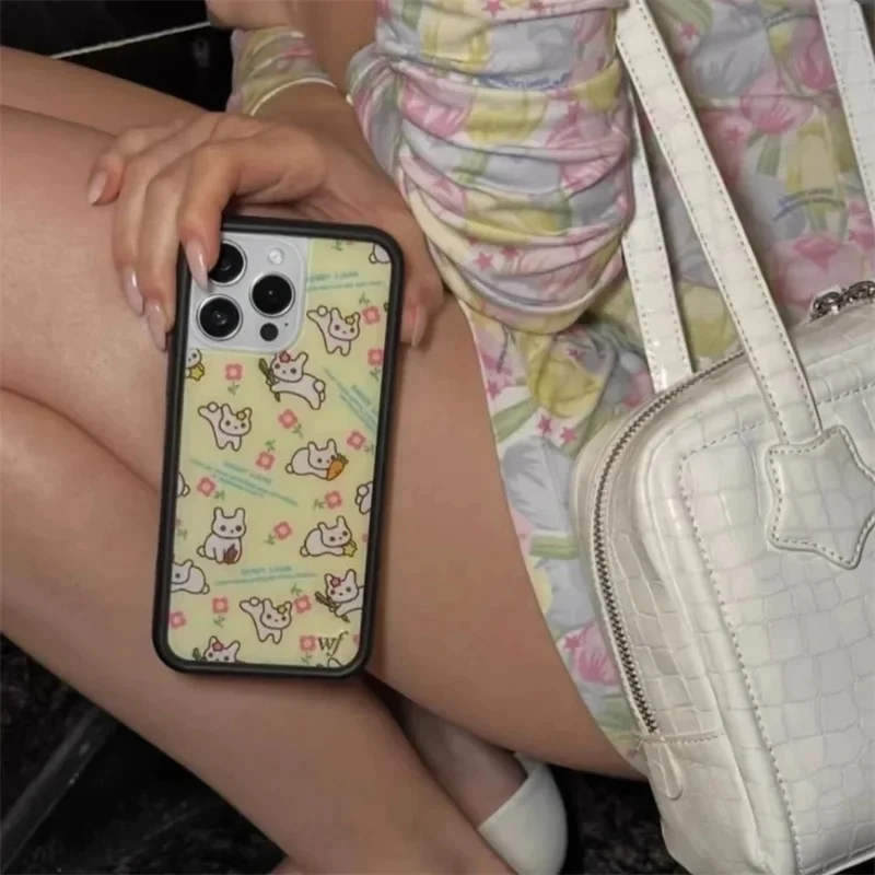 

Cute Cartoon carrot Rabbit Liang Sandy Bunny Gift Wildflower Phone Case For iPhone 17 13 12 14 15 16 Pro Max 16 Plus wf Cover﻿