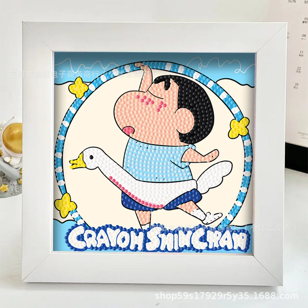 Keeppley&Crayon Shin Chan Crystal Diamond Decorative Painting 5D DIY Cross Embroidery Kit with Frame Art Painting Birthday Gift