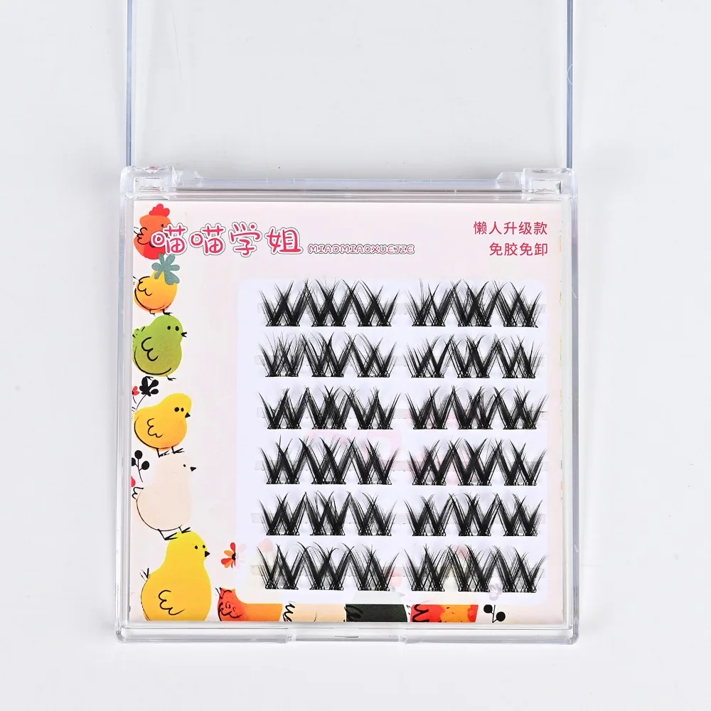 With Jelly Glue Strips 3D False Eyelashes Glue Free Anime Cosplay Segmented False Eyelashes Multiple Styles DIY Manga Lashes