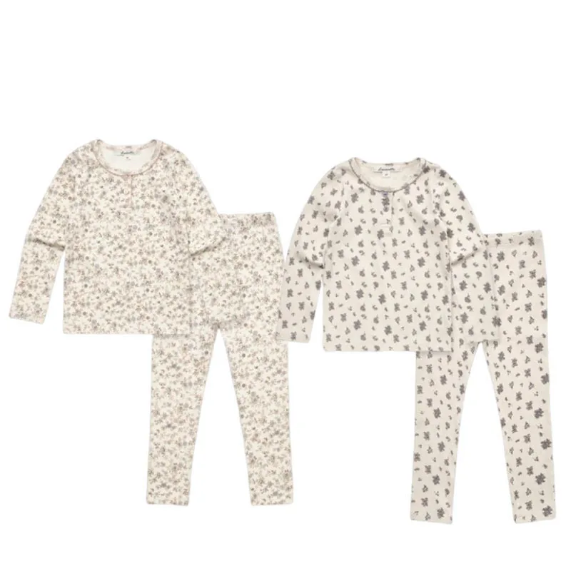 2026 Korean Trendy Infant Girls Clothes Set 0-4Y Cute Floral Boneless Comfort Home Wear Suit for Toddler Girl Loungewear