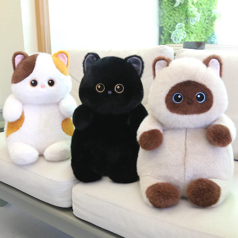 Juguetes de peluche de gato dulce adorables de 15-40cm, animales de peluche esponjosos, muñecos de gatito redondos suaves y gordos para niños y niñas, regalos para decoración del hogar