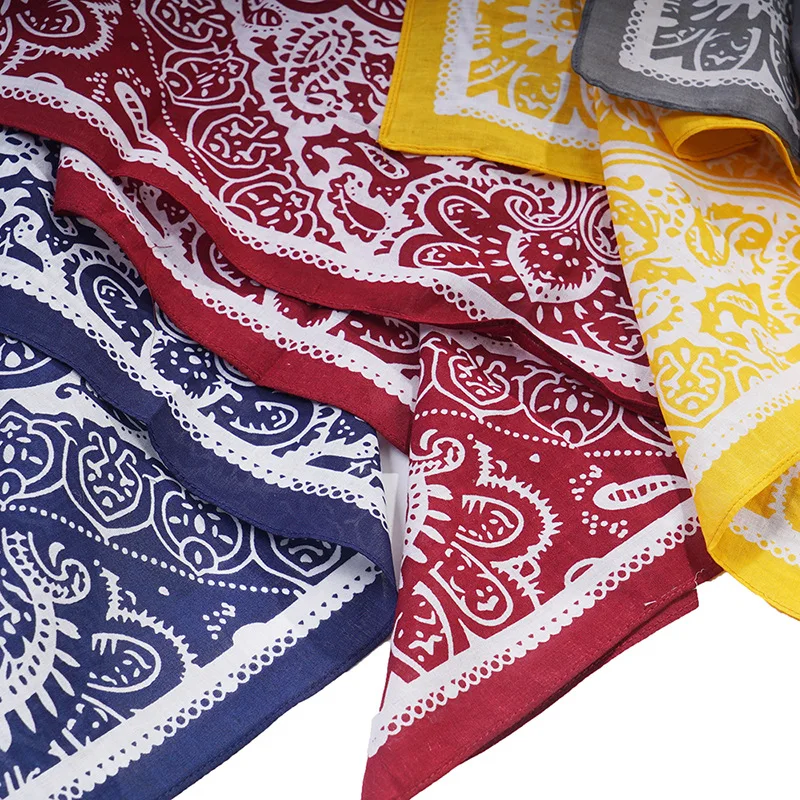 58*58cm Cashew Flower Square Scarf Fashion Women Foulard Hip Hop Cotton Bandana Headband Unisex Black Red Paisley Outdoor Sports