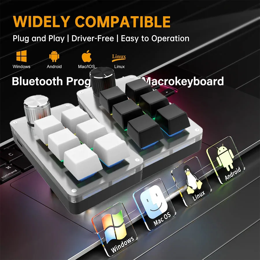 Teclado Gamer RGB com Fio, 6 Teclas, 1 Botão, Programação de Macro, Interruptor Personalizável, Teclado Portátil Hot Swap para Teclado Mecânico PS