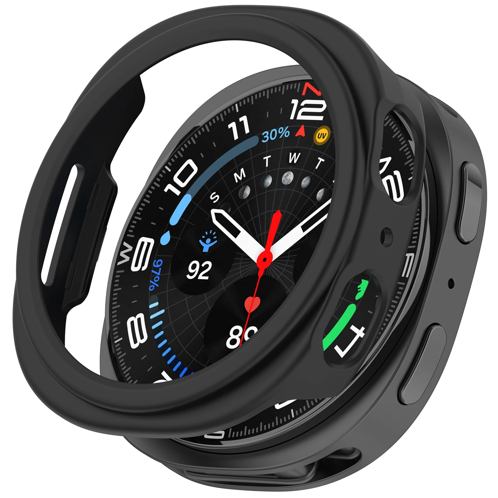 For Samsung Galaxy Watch9 44mm Half Coverage Hollow Out Protective Cover PC Watch Frame Case - Black