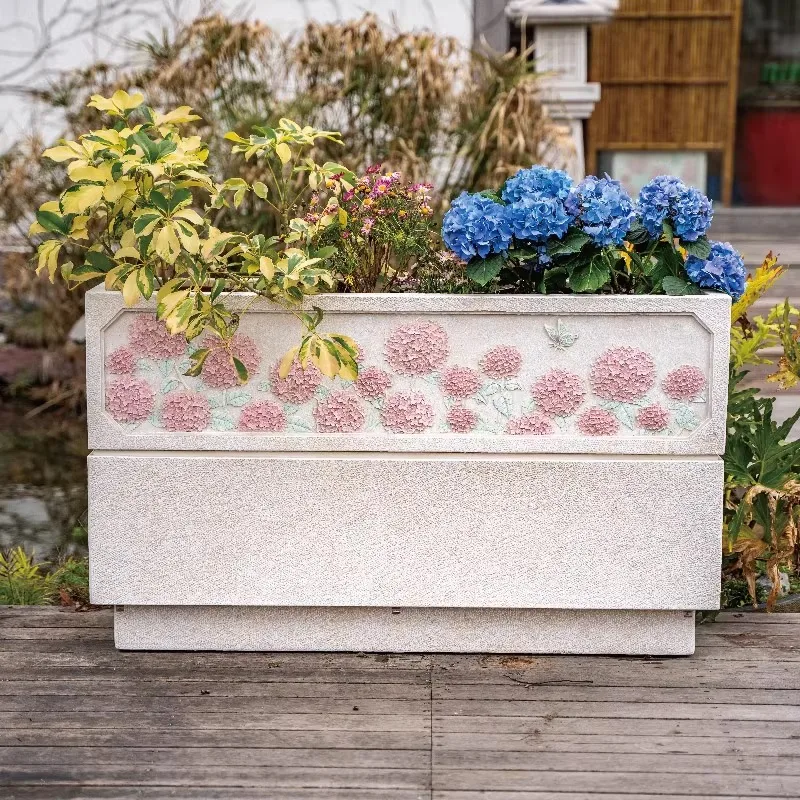 Garden outdoor heightened flower box seat combination, villa large pot garden landscaping  bed  pool ornament