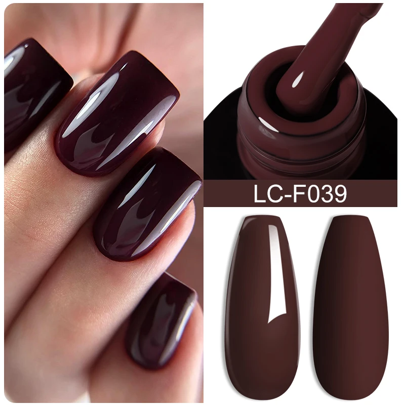 LILYCUTE Ciemnobrązowy żelowy lakier do paznokci Jesień Zima Czekolada Wino Czerwony Karmel Kolor Seria Do Manicure Paznokcie Lakier Żelowy