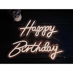 Happy Birthday Party LED Light - Warmwhite Neon Led Lights Home Wall Decor Birthday Gift Party Birthday Bedroom Bedside 16 Inch