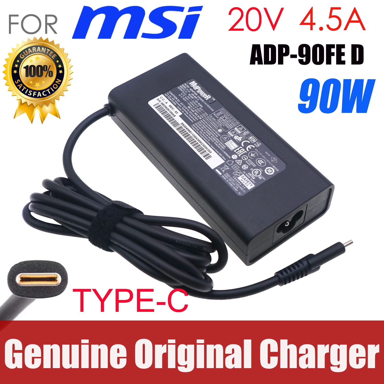 

Original ADP-90FE D 90W 20V 4.5A USB-C AC Adapter for MSI Summit E14 A11SCS-088 A11SCST A11SCST-087 E15 A11SCST/GTX1650 Charger