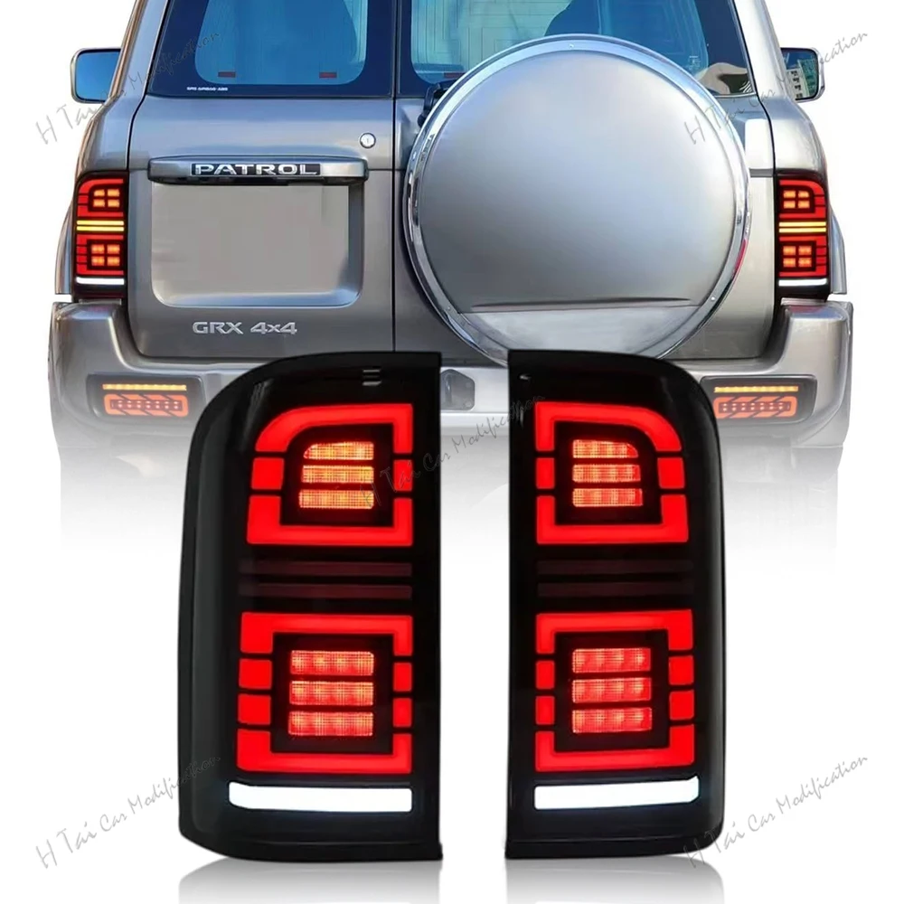 Pair LED Tail Lights For Nissan Patrol Y61 1997-2004 Rear Lamps Assembly DRL Taillight Dynamic Turn Signal Car Light Assemblies