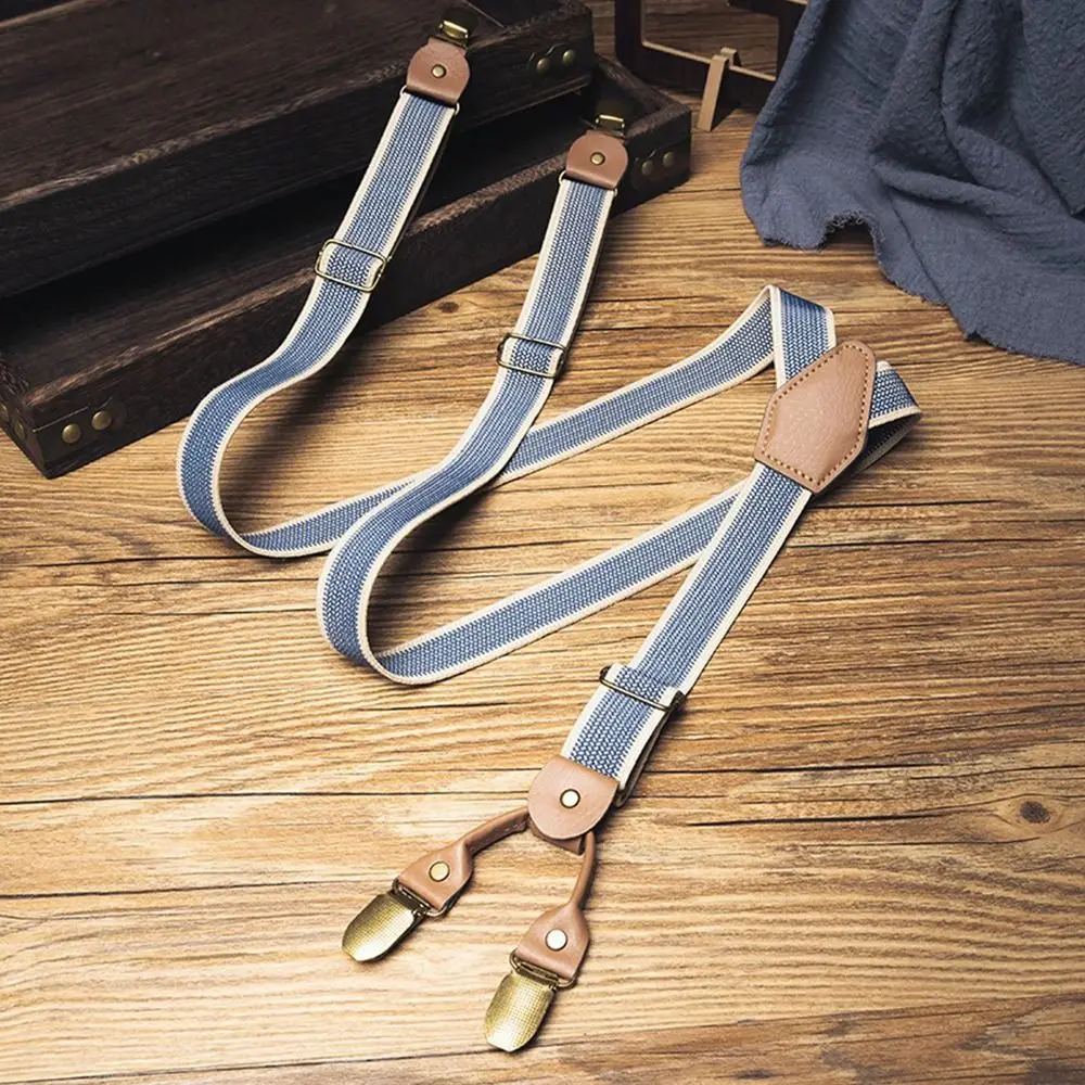 Retro Design British Style Suspenders with 4 Clips