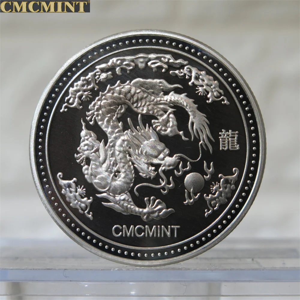 Dragon Year Commemorative Coin 1 Oz .999 Fine German Silver Buffalo Round Metal Badge Gifts Gold Coins