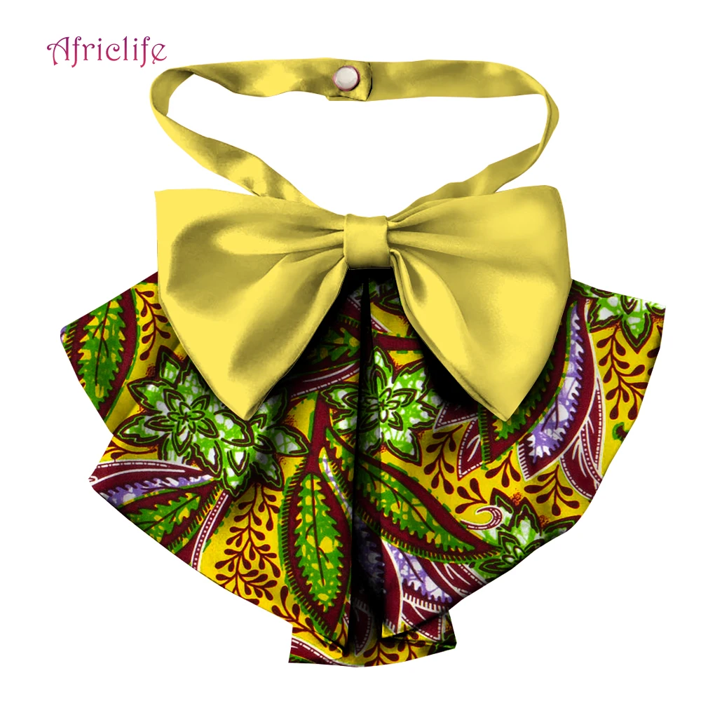 New  African Print Ankara Bow Tie for Women Triangle Ankara Fabric Cravat Africa Tie Falsh Collar Necklace WYB665