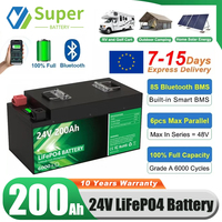 LiFePO4 Battery 24V 200Ah 5120Wh 6000 Cycles Bluetooth 8S 200A BMS 12.8V 100Ah 140Ah 240Ah 300Ah Lithium Battery EU STOCK NO TAX
